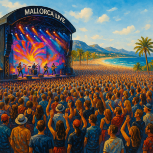 Concierto Mallorca Live en playa al atardecer